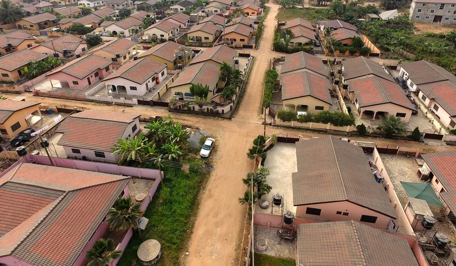 The Damax community at Kuntunse from the air
